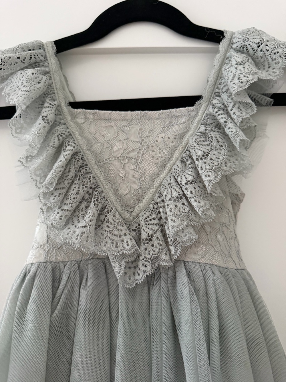 NoraLee Lace Ruffle Tulle Dress - Blue Gray